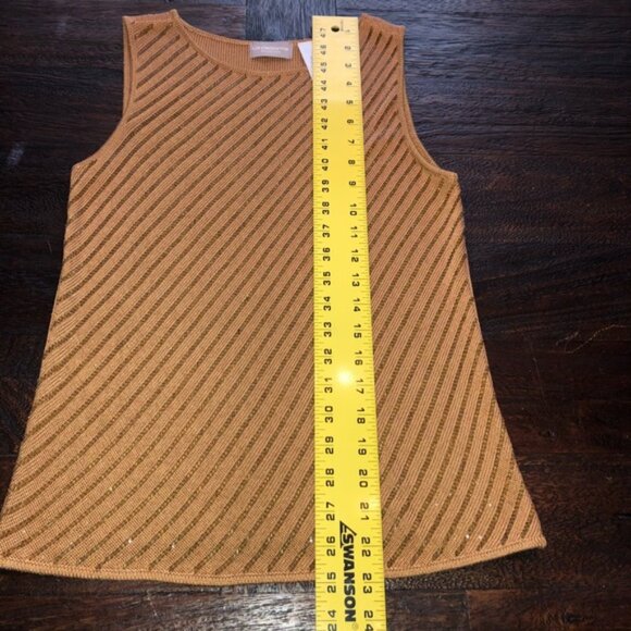 Like NEW Silk Liz Claiborne Gold Beaded Top - Small - Picture 5 of 6